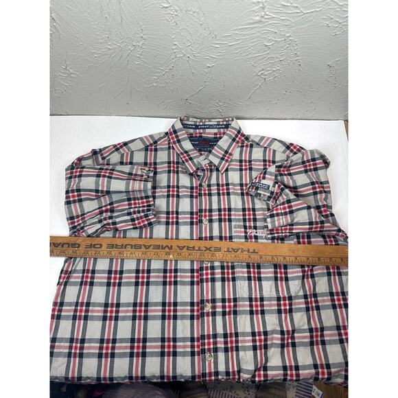 Phat Farm Men's Red Black Gray Plaid Button Down Shirt Sleeve Shirt Size XL - Picture 5 of 5
